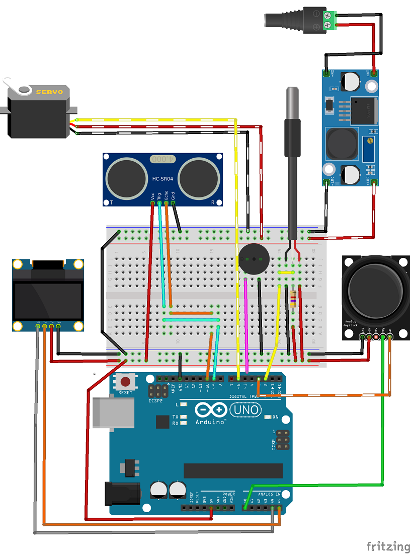 Diagrama de armado Fritzing del Proyecto Integrador 3